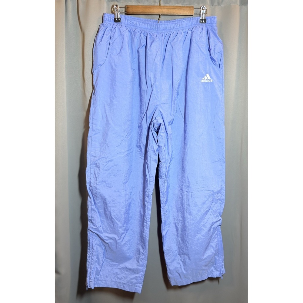 Adidas Vtg 90s Track Pants Nylon Windbreaker Lined Zip Leg Men's XL Periwinkle